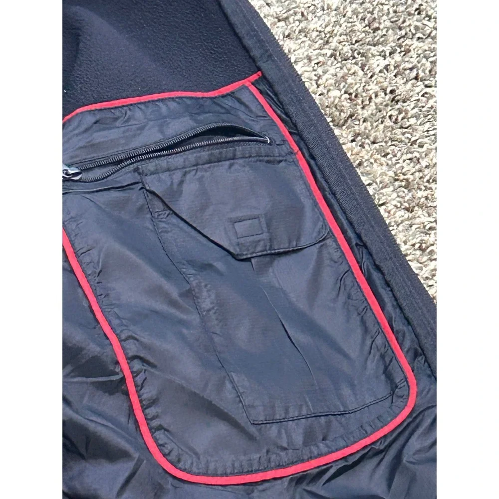 Lands End Womens Red Fleece Full Zip Jacket Navy‎ Blue Neck Outdoor Layering S